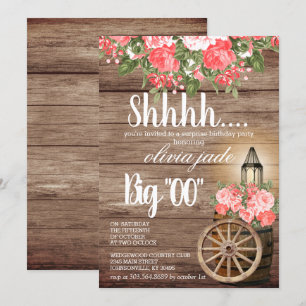 Invitation 00e anniversaire - Baril de bois et fleurs de cora