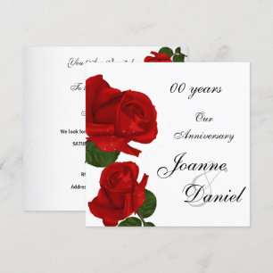 Invitation 00e anniversaire Fleurs de rose rouges 