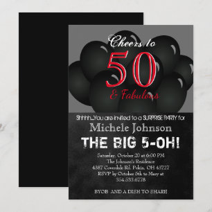 Invitation 00e fête d'anniversaire du ballon noir