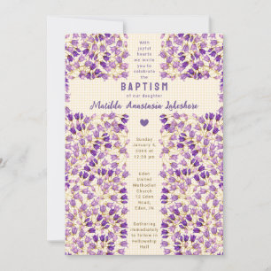 Invitation 010 Ambre Vitrail Gingham Baptême Jardin