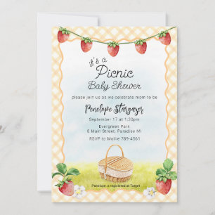 Invitation 010 Orange Ambre Fraise Pique-nique Baby Shower