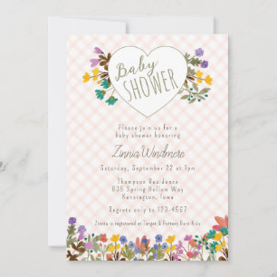 Invitation 011 Cœur de jardin en terre cuite Baby shower flor