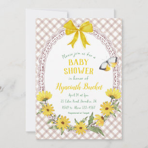 Invitation 013 Marron Chocolat Nœud Papillon Gingham Baby Sho