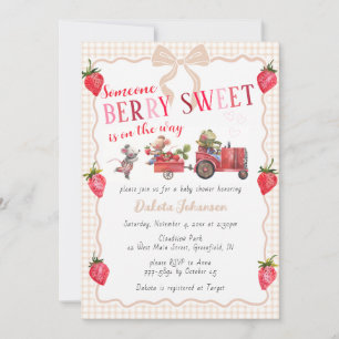 Invitation 014 Latte Gingham Baie Douce Ferme Baby Shower