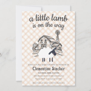 Invitation 014 Latte Une petite ferme d'agneau Plaid Baby Sho