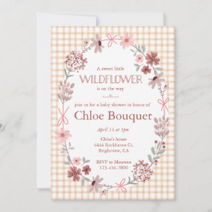 Invitation 014 Tasse Marron Fleur Sauvage Arc Bow Gingham Bab