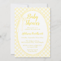 015 Citron Gingham Dentelle Familiale Baby Shower