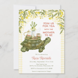 Invitation 015 Jaune Citron Jardin Thé Tortue Baby Shower