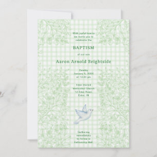 Invitation 018 Colombe de la Grass Botanique Gingham Baptême