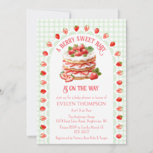 Invitation 018 Gâteau Fraisier Vert Herbe Baby Shower