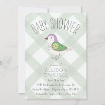 019 Fête de bébé Fleurie Oiseau Gingham Douce