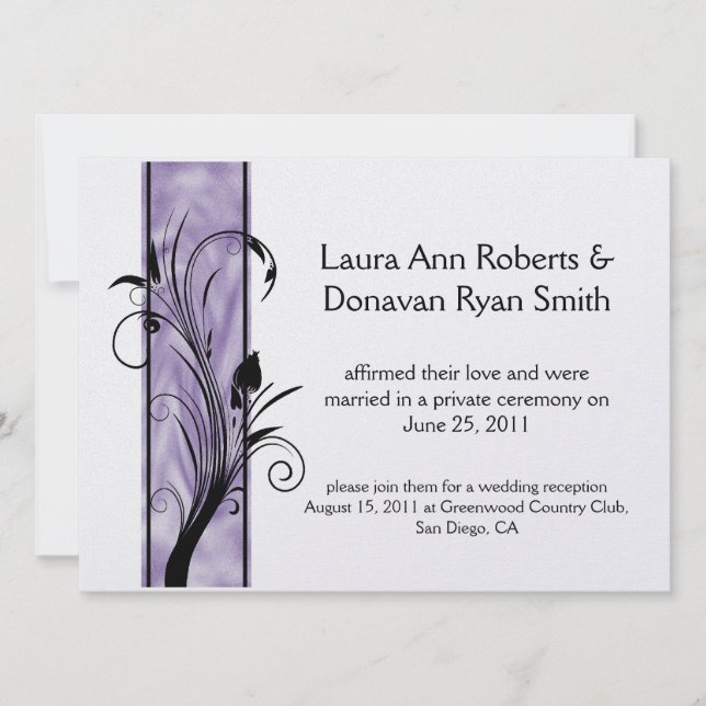 Invitation 01 Florales Tourbillons Violets Rayure Mariage Apr (Devant)