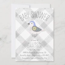 020 Brouillard Gris Fleurs Mignon Oiseau Gingham B