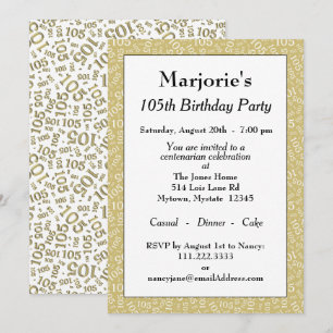 Invitation 05e anniversaire de la fête Gold/Motif de numéro b