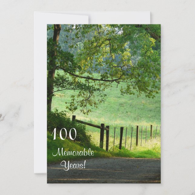 Invitation 100 années mémorables/Fête d'anniversaire-Paysage (Devant)