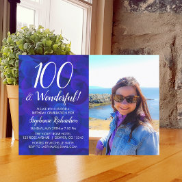 Invitation 100 et Merveilleux Royal Blue Photo Anniversaire