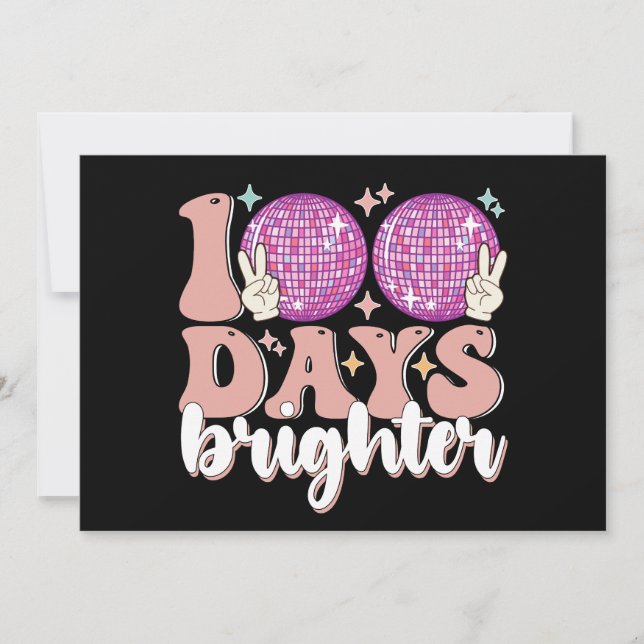 Invitation 100 Jours Brighter Disco Ball 100e Jour De L'École (Devant)