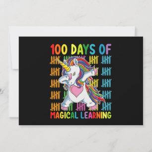 Invitation 100 Jours D'Apprentissage Magique École Unicorn