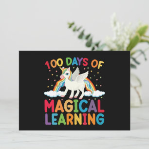 Invitation 100 jours d'école licorne magique pour filles 