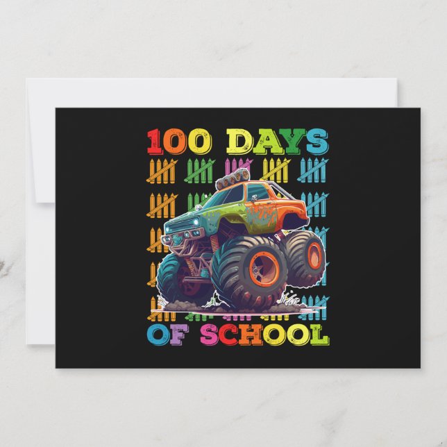 Invitation 100 Jours D'École Monster Truck Enseignant Étudian (Devant)