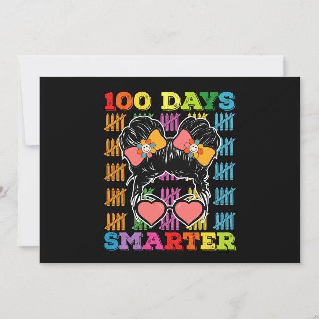 Invitation 100 Jours Smarter Messy Bun 100e Jour De L'École (Devant)