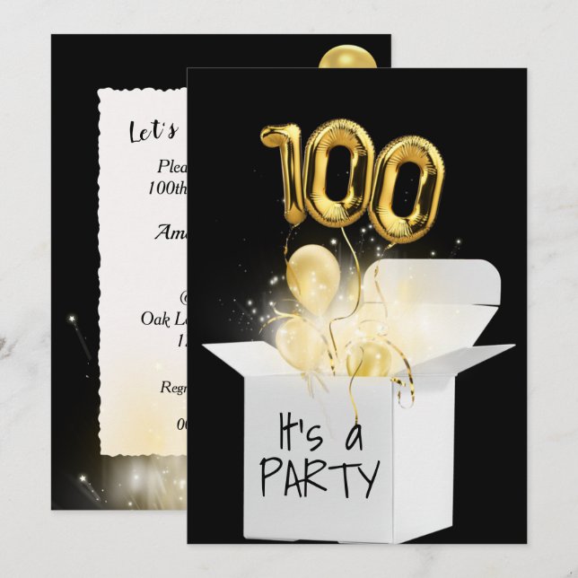 Invitation 100e Anniversaire Ballons d'Or En Boîte Blanche (Devant / Derrière)