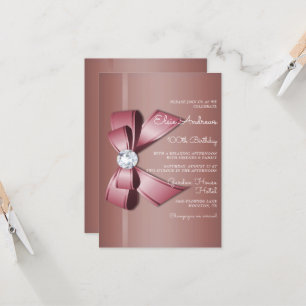 Invitation 100e Anniversaire Bijou Ruban et Nœud