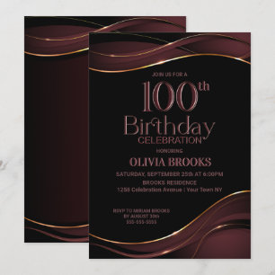 Invitation 100e anniversaire Black Dusty Pink Party