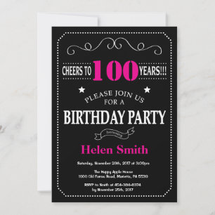 Invitation 100e anniversaire Chalet rose et noir