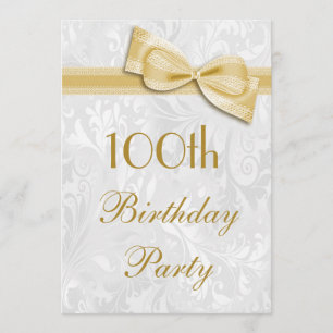 Invitation 100e anniversaire Damask et Faux Bow