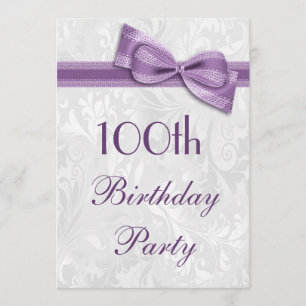 Invitation 100e anniversaire Damask et Faux Bow
