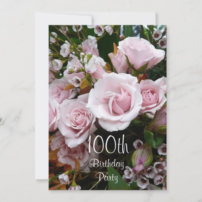Invitation 100e anniversaire de Roses roses roses (Devant)