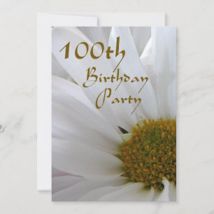 Invitation 100e anniversaire fête-Blancs Daisy