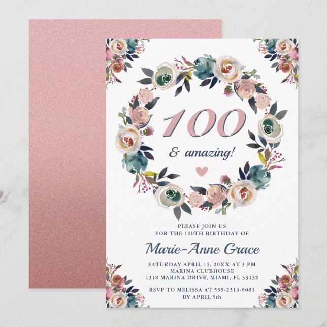 Invitation 100e anniversaire Fête Florale Dames (Devant / Derrière)