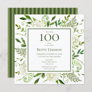 Invitation 100e anniversaire Hydrangeas blancs