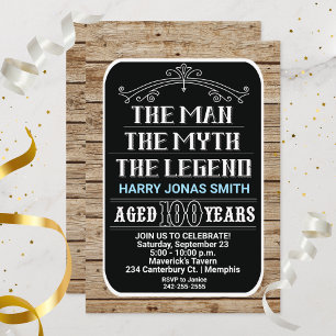 Invitation 100e anniversaire L'homme La légende 100 ans
