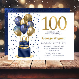 Invitation 100e anniversaire Marine Blue Balloon Cake