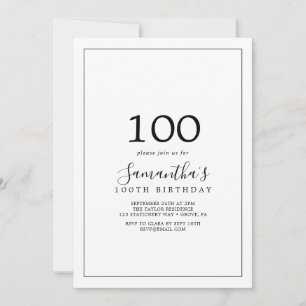 Invitation 100e anniversaire minimaliste