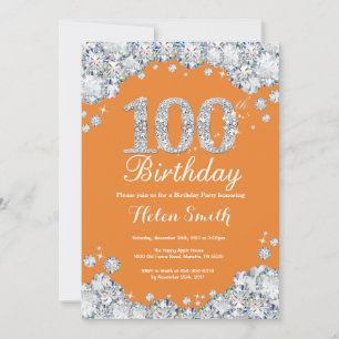 Invitation 100e Anniversaire Orange Diamant Argent