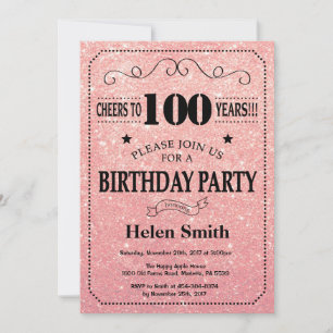 Invitation 100e anniversaire Parties scintillant d'or Black a