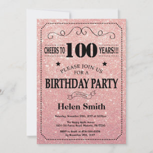 Invitation 100e anniversaire Parties scintillant d'or Black a