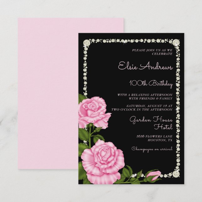 Invitation 100e anniversaire Rose du centenaire (Devant / Derrière)