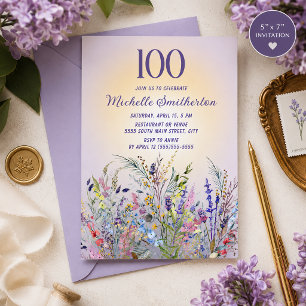 Invitation 100e anniversaire Watercolor Wildflower