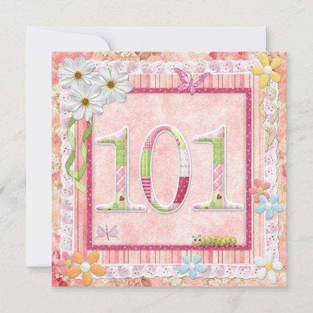 Invitation 101e anniversaire style scrapbooking (Devant)