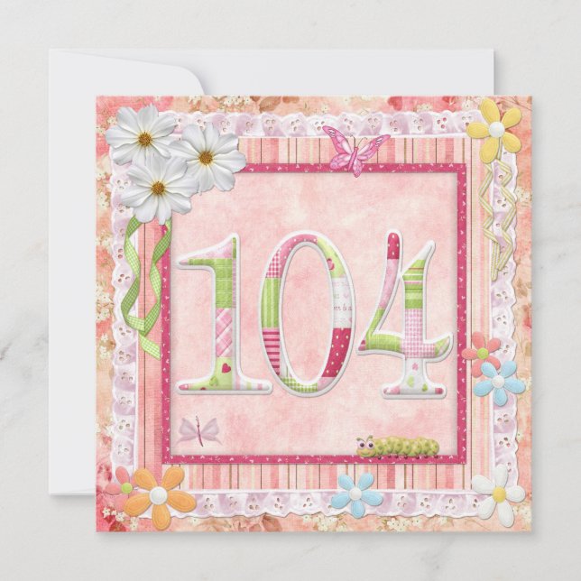 Invitation 104ème anniversaire style scrapbooking (Devant)