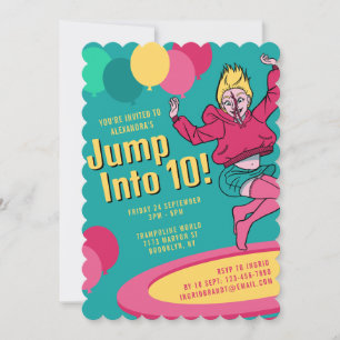 Invitation 10 filles de la Trampoline 10e anniversaire