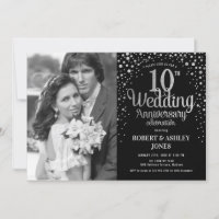 10e anniversaire - Argent noir avec photo