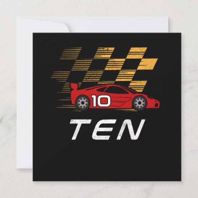 Invitation 10e Anniversaire Courses Cadeau de voiture 10 ans  (Devant)