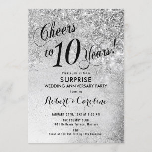 Invitation 10e anniversaire de mariage - Argent surprise