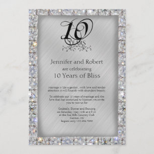 Invitation 10e anniversaire de mariage étain et diamant